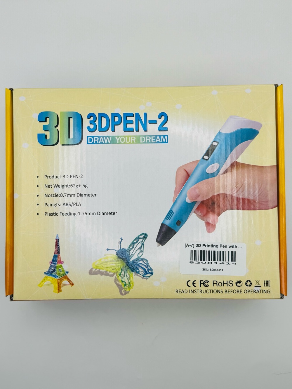 3D Printing Pen LCD Display, Adjustable Temperature & Speed, Extra PLA Filament